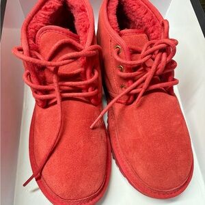 UGG Women's Red Suede Lace-Up Bootie